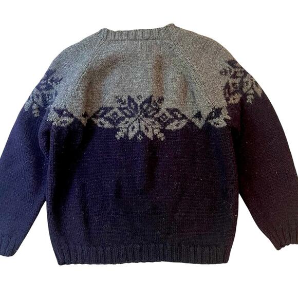 Vintage J Crew Hand Knit Wool Sweater Women Small Winter Chunky Blue Grey Preppy - Picture 3 of 7
